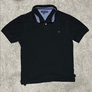 Tommy Hilfiger Plain Black Logo Polo